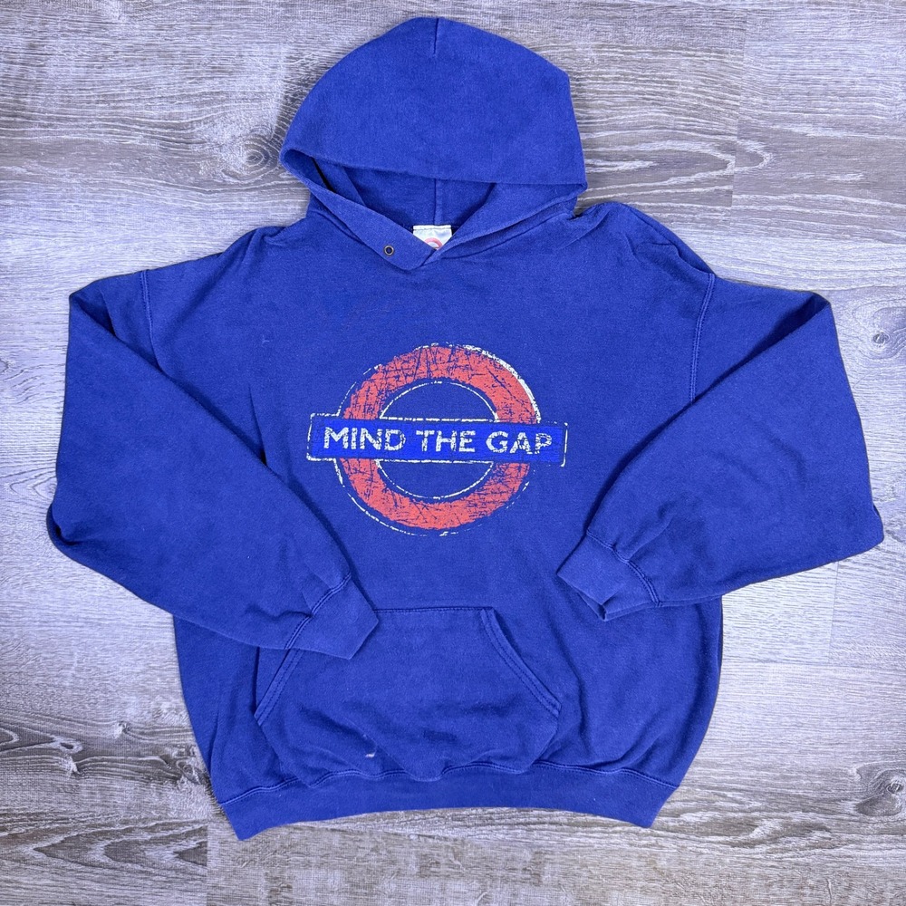 VTG London Underground Mind The Gap Hoodie Mens XL Purple  Souvenir